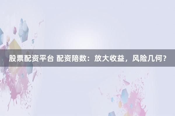 股票配资平台 配资陪数：放大收益，风险几何？
