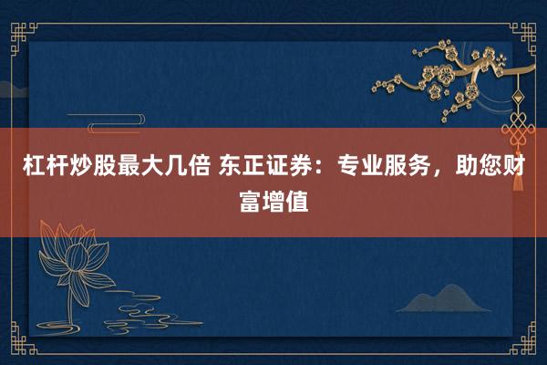 杠杆炒股最大几倍 东正证券：专业服务，助您财富增值