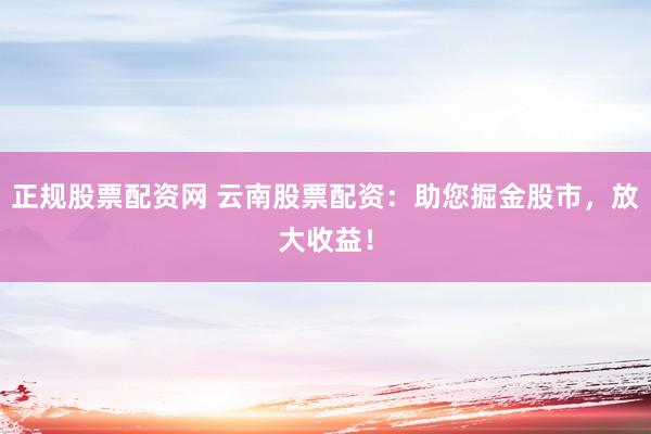 正规股票配资网 云南股票配资：助您掘金股市，放大收益！