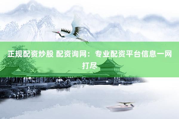 正规配资炒股 配资询网：专业配资平台信息一网打尽
