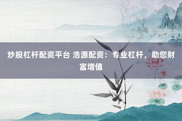 炒股杠杆配资平台 浩源配资：专业杠杆，助您财富增值