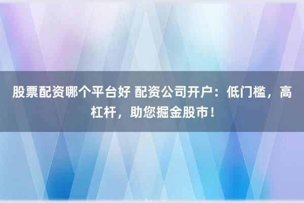 股票配资哪个平台好 配资公司开户：低门槛，高杠杆，助您掘金股市！
