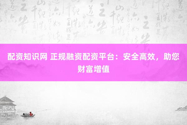 配资知识网 正规融资配资平台：安全高效，助您财富增值