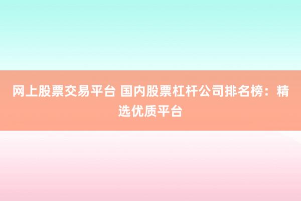 网上股票交易平台 国内股票杠杆公司排名榜：精选优质平台