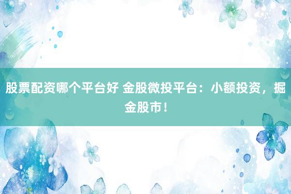 股票配资哪个平台好 金股微投平台：小额投资，掘金股市！