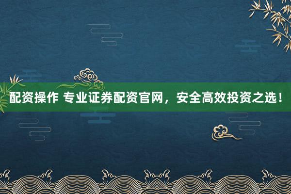 配资操作 专业证券配资官网，安全高效投资之选！