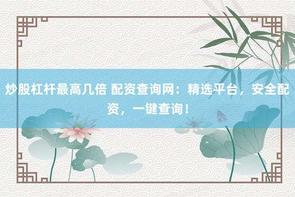 炒股杠杆最高几倍 配资查询网：精选平台，安全配资，一键查询！