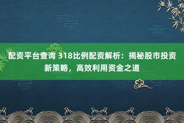配资平台查询 318比例配资解析：揭秘股市投资新策略，高效利用资金之道