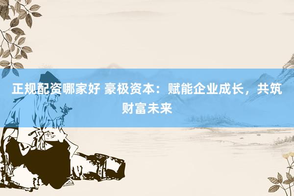 正规配资哪家好 豪极资本：赋能企业成长，共筑财富未来