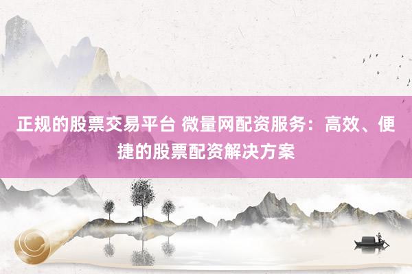 正规的股票交易平台 微量网配资服务：高效、便捷的股票配资解决方案