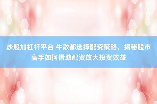 炒股加杠杆平台 牛散都选择配资策略，揭秘股市高手如何借助配资放大投资效益