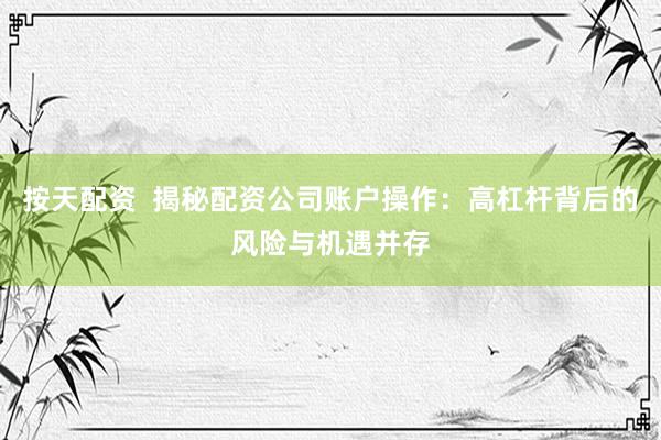 按天配资  揭秘配资公司账户操作：高杠杆背后的风险与机遇并存