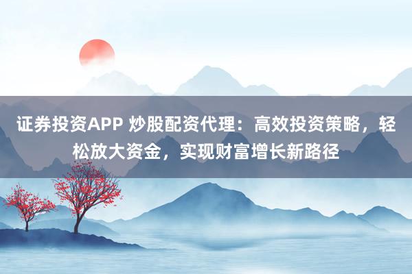 证券投资APP 炒股配资代理:高效投资策略,轻松放大资金,实现财富增长新路径