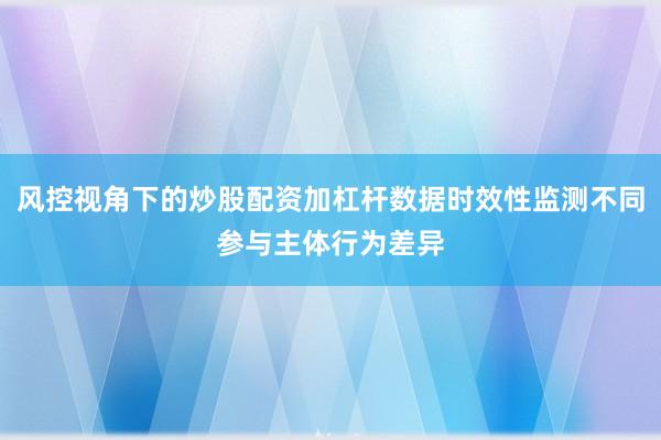 风控视角下的炒股配资加杠杆数据时效性监测不同参与主体行为差异
