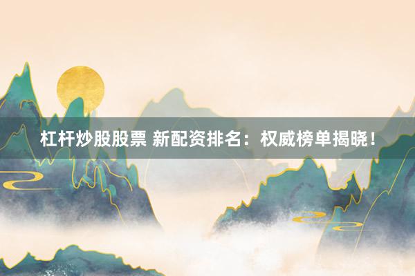 杠杆炒股股票 新配资排名：权威榜单揭晓！