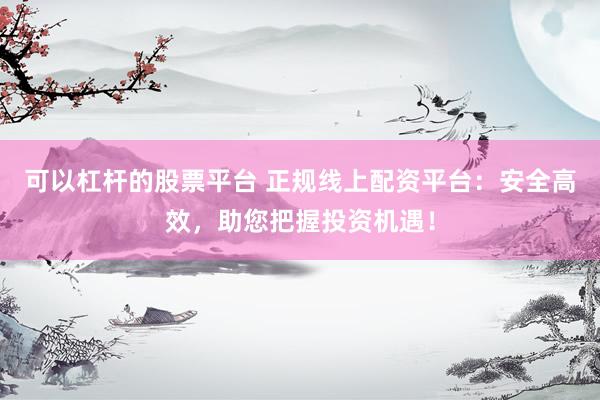 可以杠杆的股票平台 正规线上配资平台：安全高效，助您把握投资机遇！