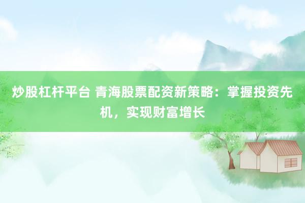 炒股杠杆平台 青海股票配资新策略：掌握投资先机，实现财富增长