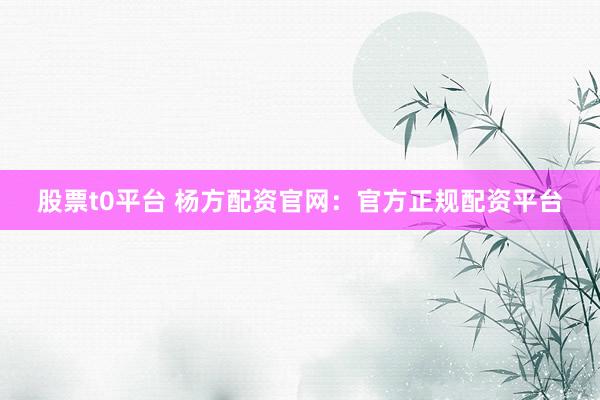 股票t0平台 杨方配资官网：官方正规配资平台