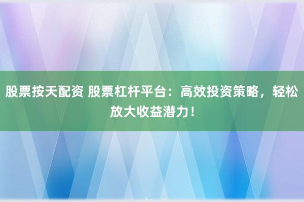 股票按天配资 股票杠杆平台：高效投资策略，轻松放大收益潜力！