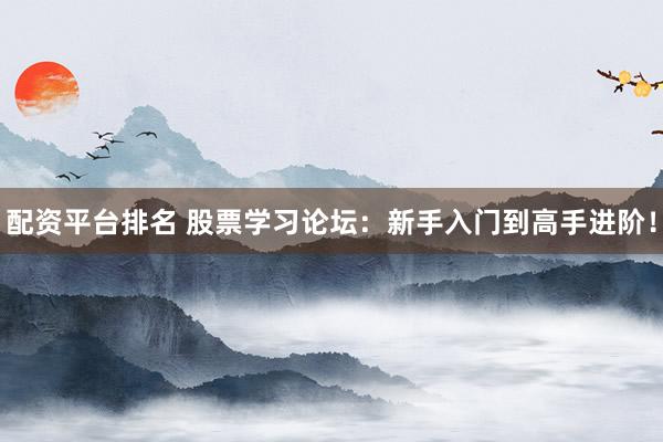 配资平台排名 股票学习论坛：新手入门到高手进阶！