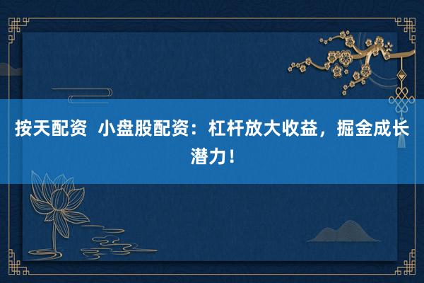 按天配资  小盘股配资：杠杆放大收益，掘金成长潜力！